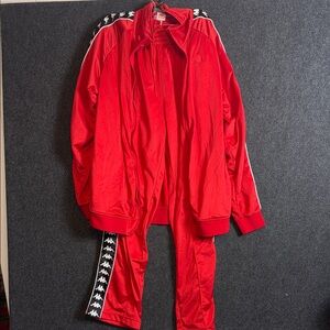 Kappa Banda Track Suit Mens XXL Red Full Zip Jacket & Track Pants Set Omini Logo